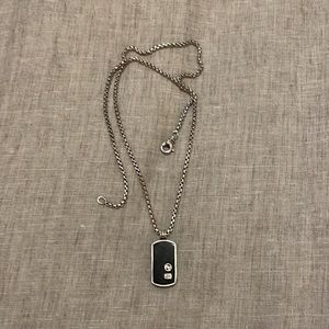 David Yurman men onyx dog tag with box chain